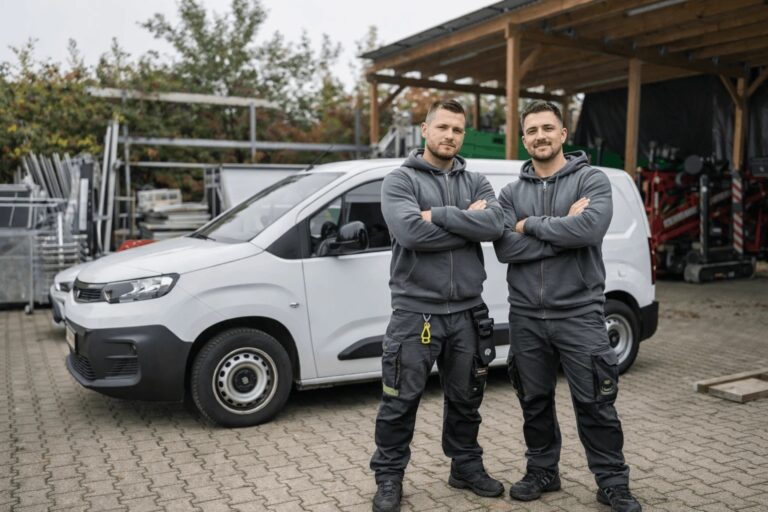 Schädlingsbekämpfer in Schwieberdingen vor dem Einsatzfahrzeug